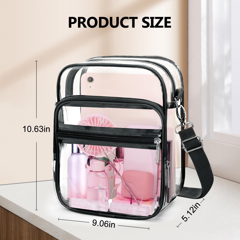 Blvornl Clear Crossbody Bag with Adjustable Shoulder Strap, Stadium Approved PVC Clear Purse Bag with Front Pocket, Clear Messenger Bag for Women and Men for Concerts Sports Events (Clear-XL) - Image 3